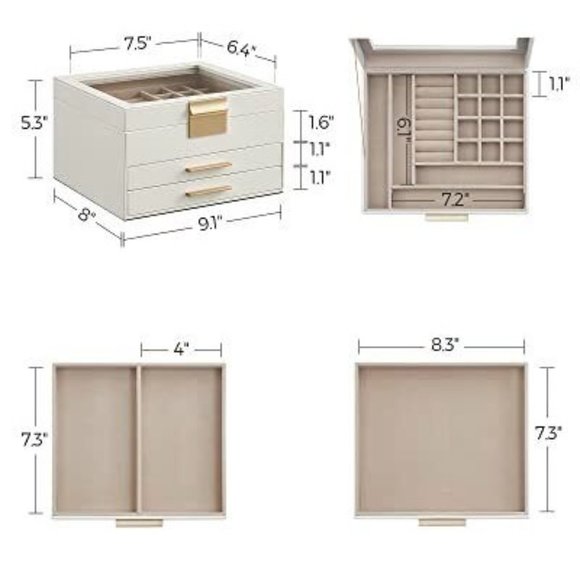 SONGMICS Jewelry Box with Glass Lid EUC - Picture 5 of 6